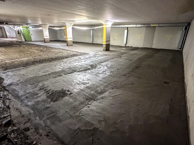 Für die Sanierung der Tiefgarage kamen etwa 50 Tonnen R4-Instandsetzungsmörtel von S&P zum Einsatz.